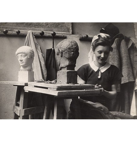 Louise Bourgeois photographed by Brassaï at the Académie de la Grande-Chaumière in Paris in 1937.