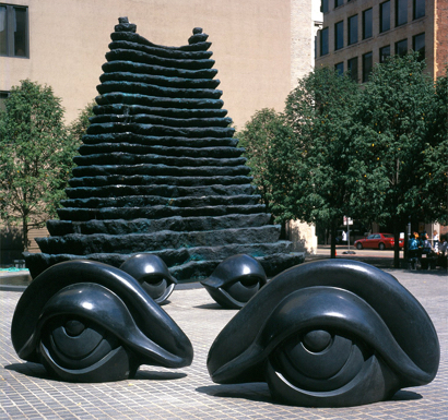 Fountain and Benches. 1996–99. Bronze, fiber optic lighting, and granite. Agnes R. Katz Plaza, 7th Street and Penn Avenue, Pittsburgh