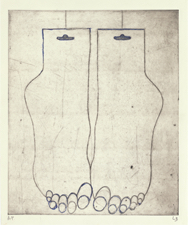 Feet (Socks). 1999. Drypoint, with ink and pencil additions