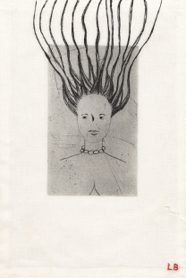 Femme. 2006. Drypoint with ink additions on fabric