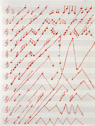 Untitled, from the series, The Insomnia Drawings. 1994. Ink on music paper