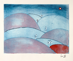 Untitled (Hills), in Les Arbes (4), from the series of portfolios, Les Arbes (1–6). 2004. Drypoint, with watercolor, gouache, and ink additions